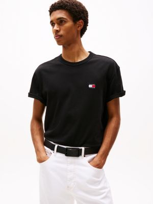 black t-shirt met tommy-badge voor heren - tommy jeans