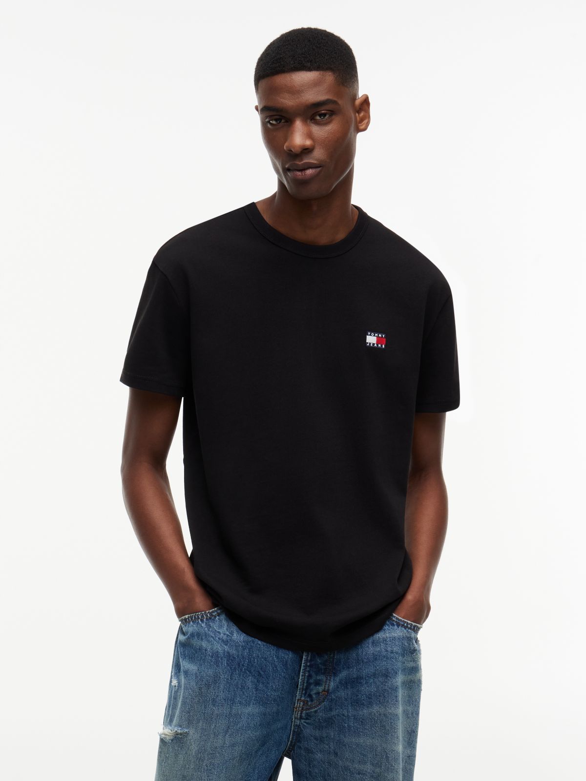 Tommy Badge Jersey Crew Neck T-Shirt — Black
