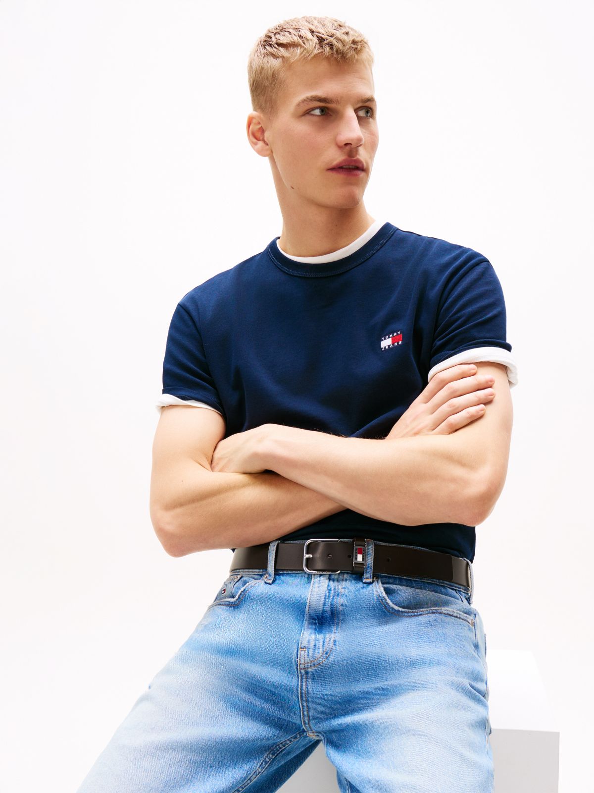 Tommy Badge Jersey Crew Neck T-Shirt — Blue