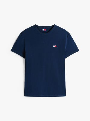 blau tommy badge t-shirt für herren - tommy jeans