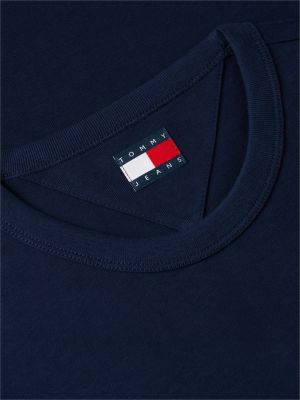t-shirt tommy badge in jersey blu da uomini tommy jeans