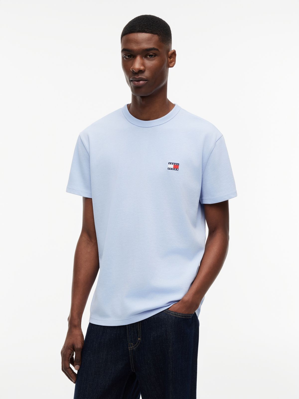 Tommy Badge Jersey Crew Neck T-Shirt — Blue