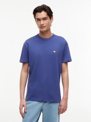 t-shirt à col ras-du-cou tommy badge blue pour hommes tommy jeans