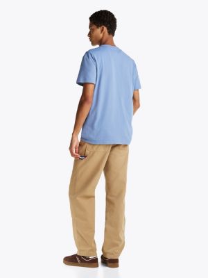 blue tonal tommy badge t-shirt for men tommy jeans