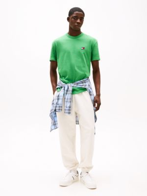 green tonal tommy badge t-shirt for men tommy jeans