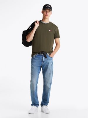 grün tommy badge t-shirt für herren - tommy jeans