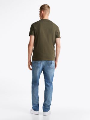 green tonal tommy badge t-shirt for men tommy jeans