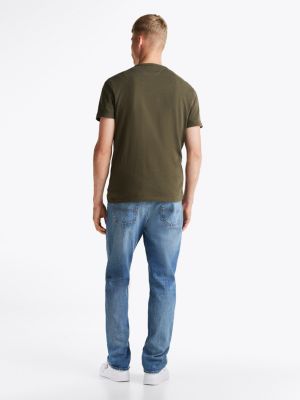 grün tommy badge t-shirt für herren - tommy jeans