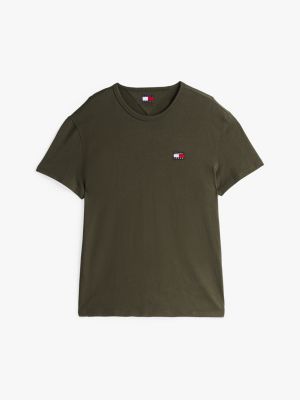 green tonal tommy badge t-shirt for men tommy jeans