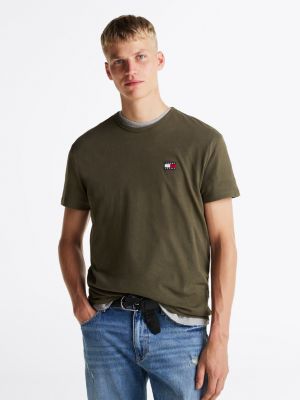 green t-shirt z naszywką tommy dla mężczyźni - tommy jeans