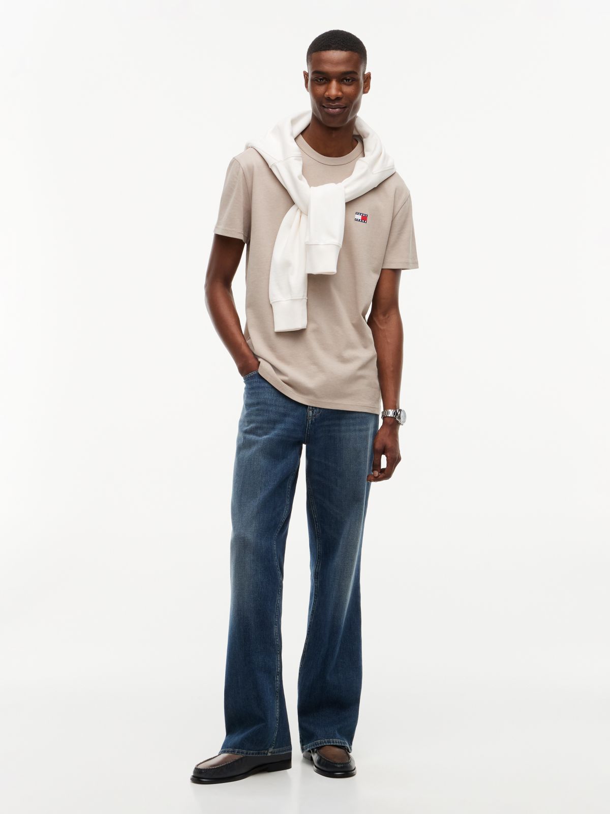 Tommy Badge Jersey Crew Neck T-Shirt — Grey
