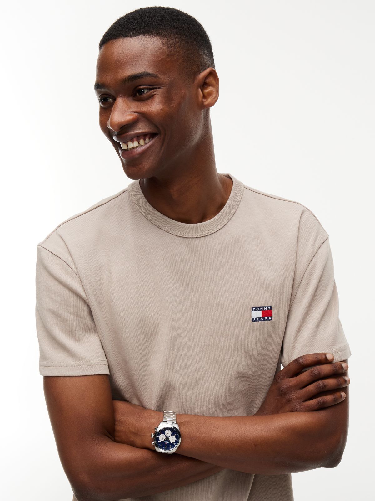 Tommy Badge Jersey Crew Neck T-Shirt — Grey