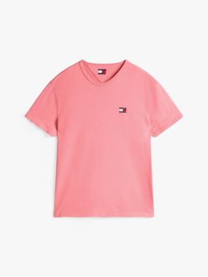 pink tommy badge t-shirt for men tommy jeans