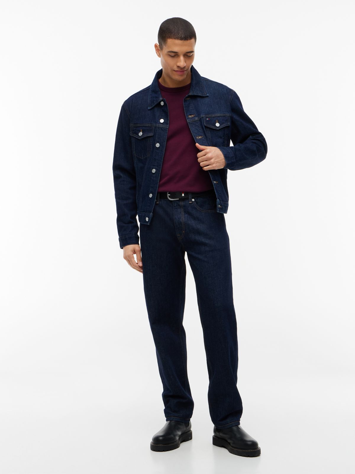 Tommy Badge Jersey Crew Neck T-Shirt — Purple