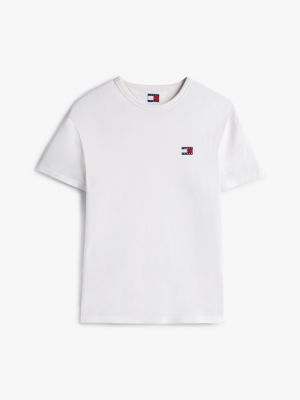 weiß tommy badge t-shirt für herren - tommy jeans