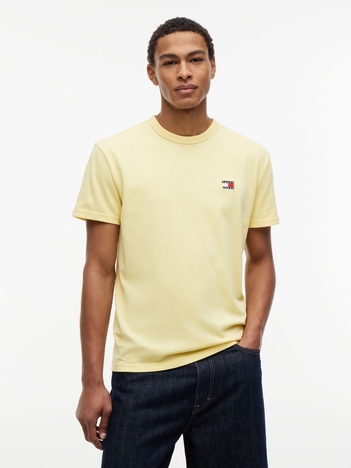 Tommy Badge Jersey Crew Neck T-Shirt — Yellow