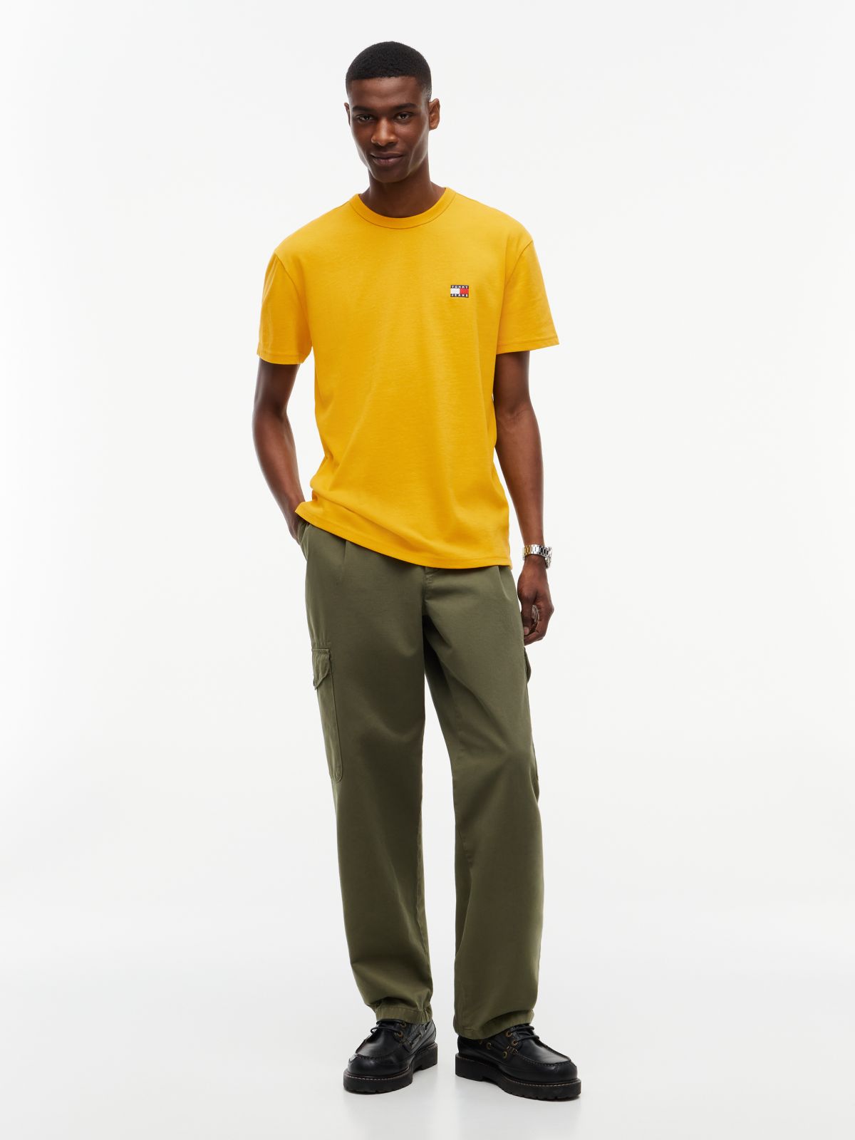 Tommy Badge Jersey Crew Neck T-Shirt — Yellow