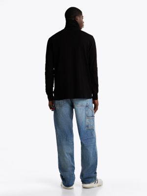 black long sleeve slim turtleneck top for men tommy jeans