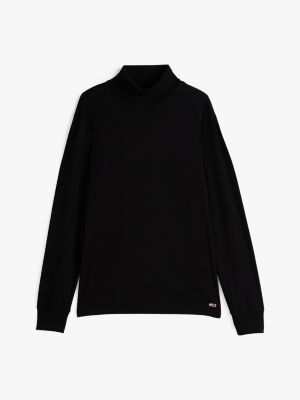 black long sleeve slim turtleneck top for men tommy jeans