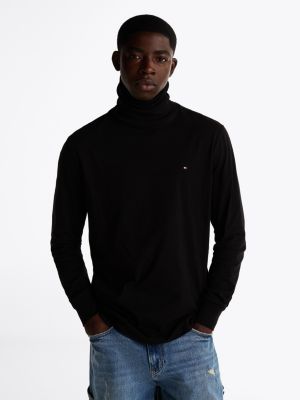 black long sleeve slim turtleneck top for men tommy jeans