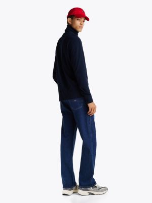 blue long sleeve slim turtleneck top for men tommy jeans