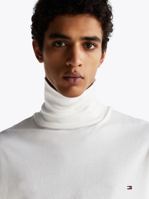 haut ajusté à col roulé et manches longues blanc pour hommes tommy jeans