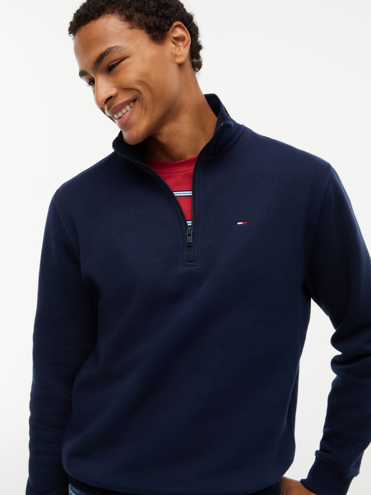 Tommy Flag Quarter-Zip Sweatshirt — Blue