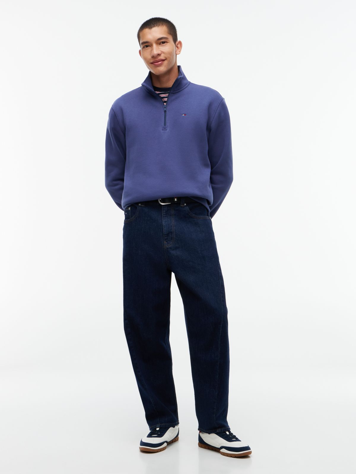 Tommy Flag Quarter-Zip Sweatshirt — Blue