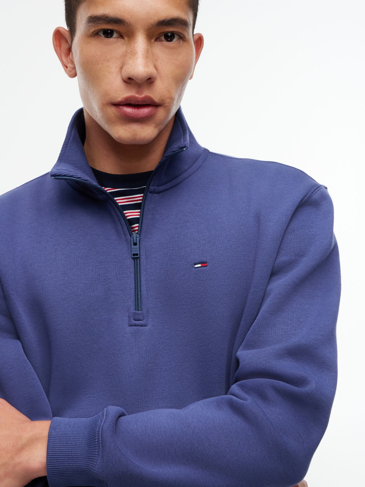 Tommy Flag Quarter-Zip Sweatshirt — Blue