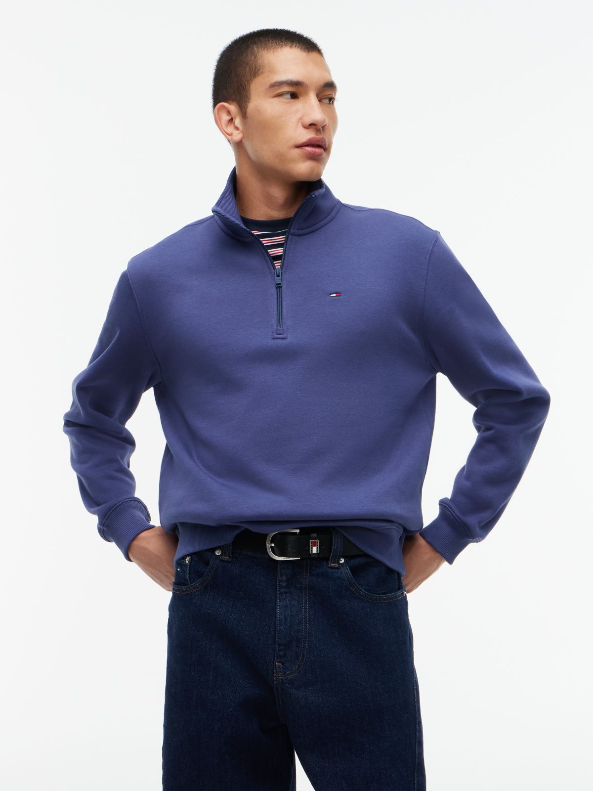 Tommy Flag Quarter-Zip Sweatshirt — Blue