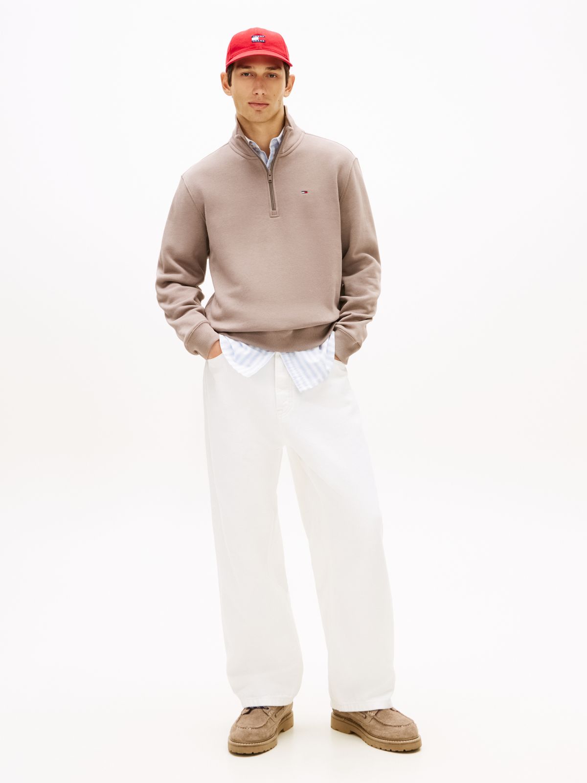 Tommy Flag Quarter-Zip Sweatshirt — Grey