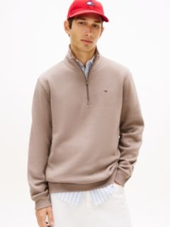 Tommy Flag Quarter-Zip Sweatshirt — Grey 1