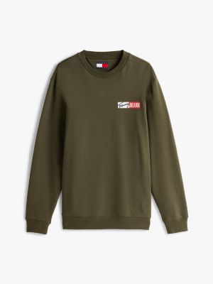 green signature logo crew neck sweatshirt for men tommy jeans