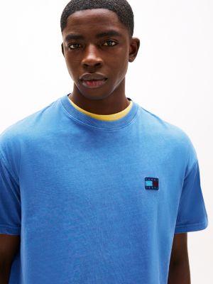 blue woven badge relaxed t-shirt for men tommy jeans