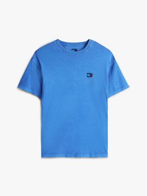 blau relaxed fit t-shirt mit gewebtem badge für herren - tommy jeans