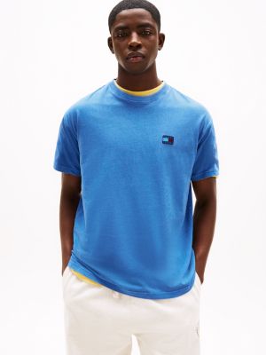 camiseta de corte amplio con parche tejido blue de hombres tommy jeans