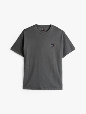 grijs relaxed fit t-shirt met geweven badge voor heren - tommy jeans