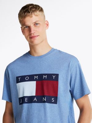 blau relaxed fit t-shirt mit flag-badge für herren - tommy jeans