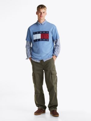 blau relaxed fit t-shirt mit flag-badge für herren - tommy jeans