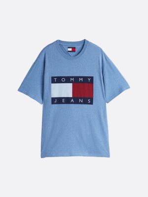 blau relaxed fit t-shirt mit flag-badge für herren - tommy jeans