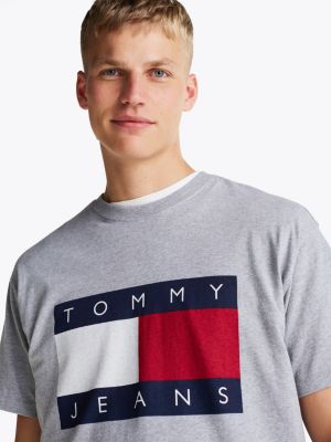 t-shirt relaxed fit con bandiera grigio da uomini tommy jeans