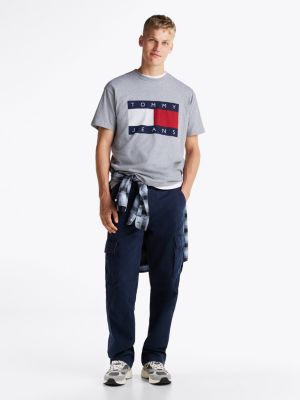 t-shirt relaxed fit con bandiera grigio da uomini tommy jeans