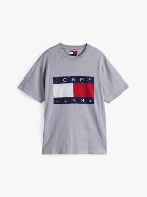 t-shirt relaxed fit con bandiera grigio da uomini tommy jeans