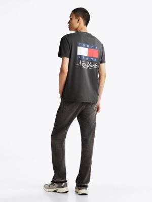 grau t-shirt mit rückenlogo und rundhalsausschnitt für herren - tommy jeans