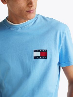 blau t-shirt mit rückenlogo und rundhalsausschnitt für herren - tommy jeans