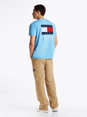 blue back logo crew neck t-shirt for men tommy jeans