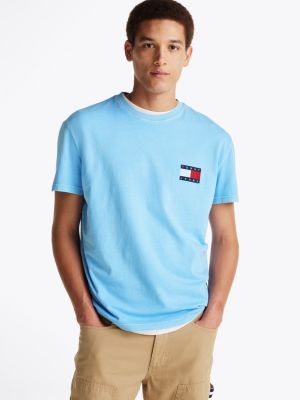 blue t-shirt mit rückenlogo und rundhalsausschnitt für herren - tommy jeans