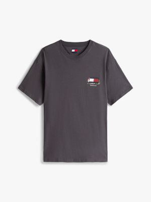 schwarz relaxed fit t-shirt mit logo hinten für herren - tommy jeans