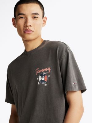 t-shirt décontracté à logo au dos gris pour hommes tommy jeans