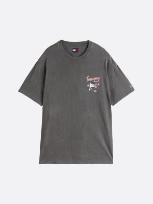 t-shirt décontracté à logo au dos gris pour hommes tommy jeans